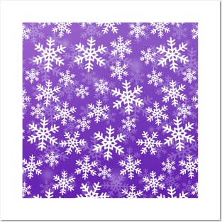 Purple and White Snowflakes Posters and Art